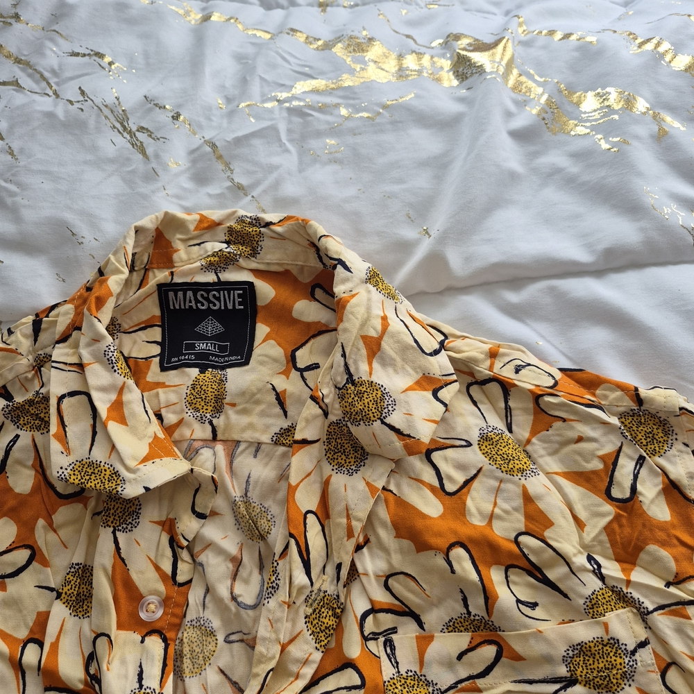 Orange Floral Men's Shirt